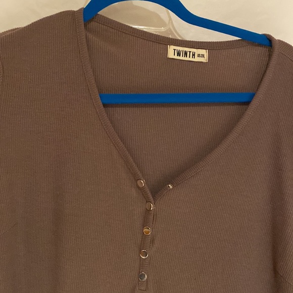 Brown cotton ribbed tshirt dress - Picture 2 of 3